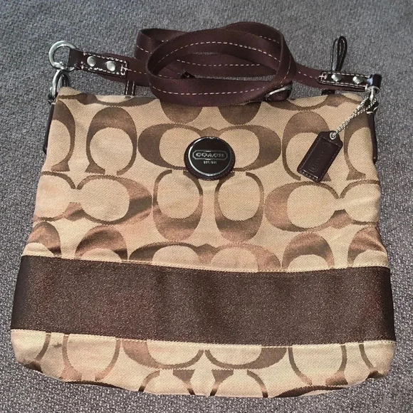 Coach Handbags - Coach Signature Brown Shoulder Logo Handbag